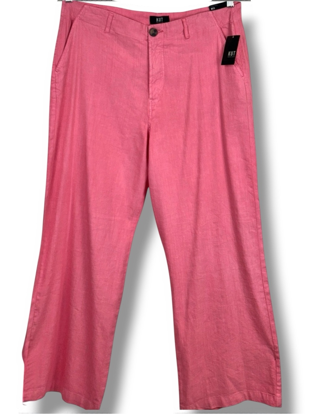 Kut From The Kloth Meg Salmon High Rise Wide Leg Linen Stretch Trousers